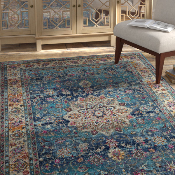 Bungalow Rose Lowndes Oriental Area Rug in Blue & Reviews Wayfair
